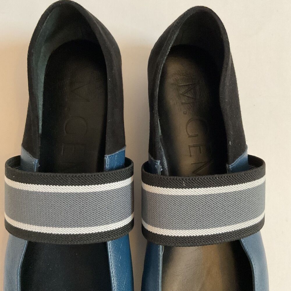 M.Gemi The Ballare Ballet Flats 39.5 US 8.5 Leather Blue Square Toe Italy Luxe - Picture 7 of 10